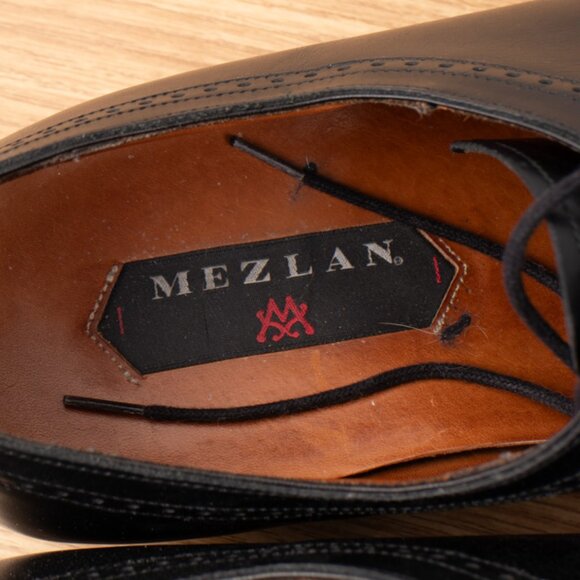 Mezlan Black Men\'s 12 M Leather Dress Shoes Etched Toe Design Spain main image 4